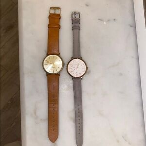 Fossil Women's Dual Leather Strap Watches - Brown & Gray